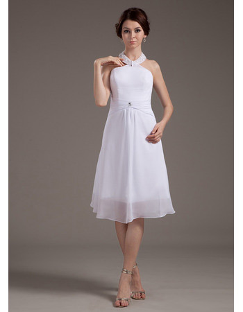 Casual A-Line Halter Chiffon Short Beach Wedding Dresses for Summer