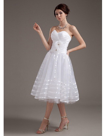 Discount Custom Sweetheart Organza Short Reception Wedding Dresses