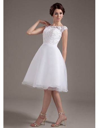 Affordable Casual A-Line Lace Short Reception Wedding Dresses