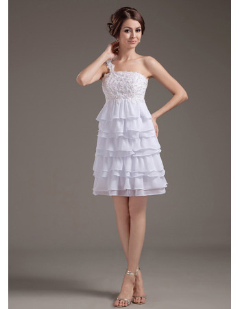 Custom One Shoulder Chiffon Short Beach Wedding Dresses for Summer