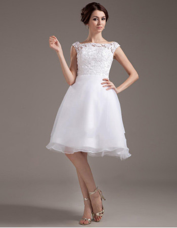 Affordable Custom A-Line Satin Short Reception Wedding Dresses