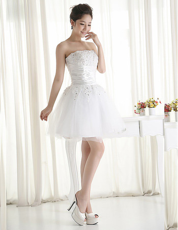 Affordable Informal Sexy A-Line Strapless Short Beach Wedding Dresses