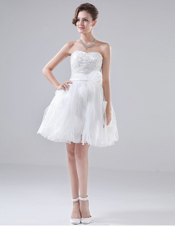 Custom Sweetheart Organza Short Reception Wedding Dresses for Summer