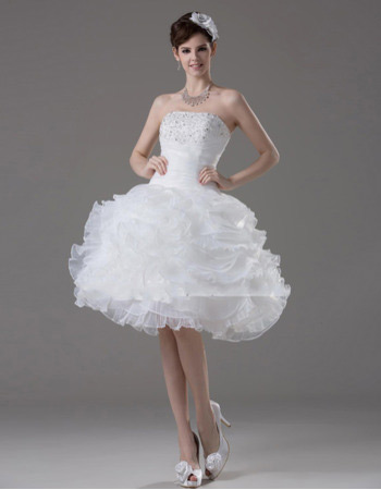 Casual Ball Gown Strapless Short Petite Wedding Dresses for Summer