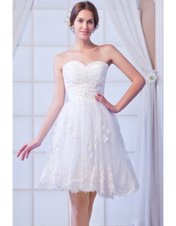 Affordable Elegant Sweetheart Organza Short Beach Wedding Dresses