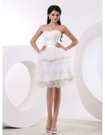 Affordable Custom Tiered Sweetheart Short Reception Wedding Dresses ...