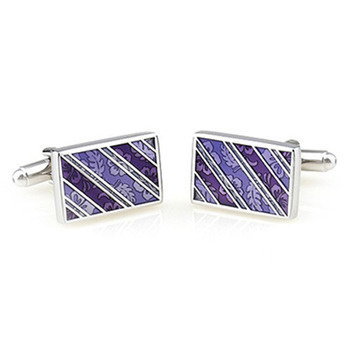 Vintage Purple Rectangle Men's Shirt Cufflinks with Gift Box