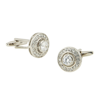 Elegant Round Swarovski Mens' Cufflinks for Party/ Wedding/ Business