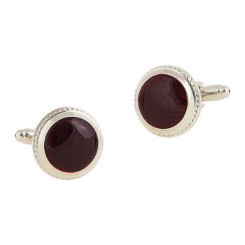 Stunning Round Burgundy Mens' Cufflinks for Party/ Wedding/ Business