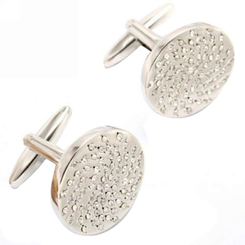 Round White Swarovski Mens' Cufflinks for Party/ Wedding/ Business