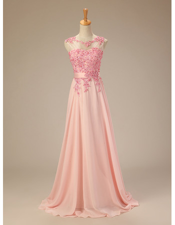 Affordable Elegant Chiffon Floor Length Sleeveless Evening Dresses