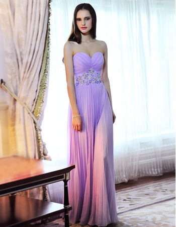 Designer Sexy Pleated Chiffon Sweetheart Floor Length Evening Dresses