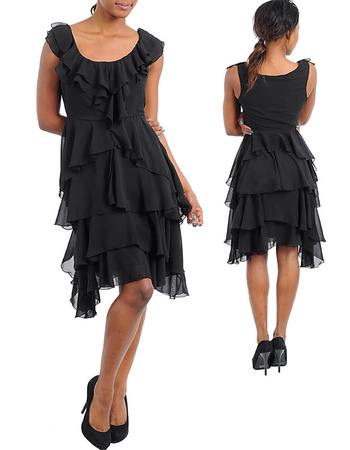 Discount Elegant Short Chiffon Tiered Homecoming/ Party Dresses