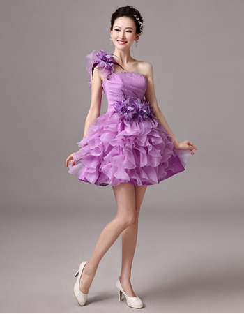 Discount Cute A-Line One Shoulder Short Homecoming/ Party Dresses