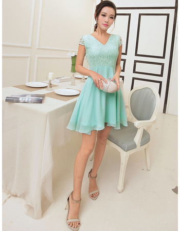 Affordable Elegant V-Neck Short Chiffon Homecoming/ Party Dresses