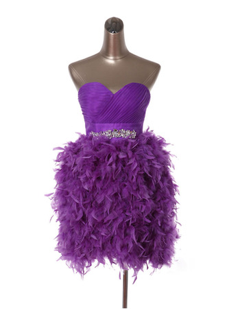 Inexpensive Ball Gown Sweetheart Short Feather Homecoming Dresses
