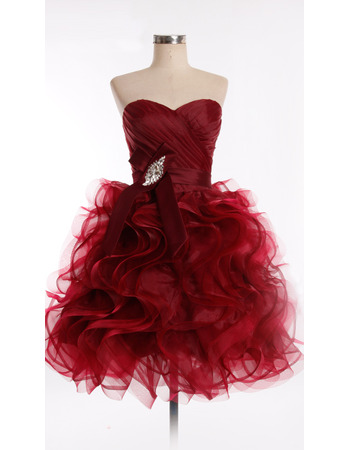 Discount Chic Sweetheart Short Organza Ruffle Homecoming Dresses