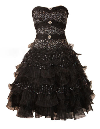 Affordable A-Line Sweetheart Short Black Homecoming/ Party Dresses