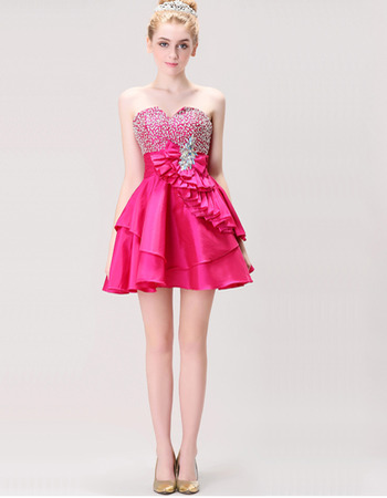 Affordable Cute Sweetheart Short Satin Homecoming/ Party Dresses