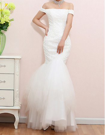 Discount Sexy Mermaid Off-the-shoulder Lace Long Wedding Dresses