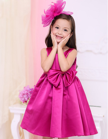 Custom Empire Sleeveless Short Satin Little Girls Holiday Dresses