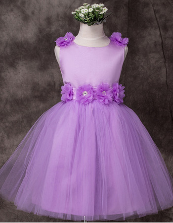 Discount Ball Gown Short Satin Applique Little Girls Party Dresses