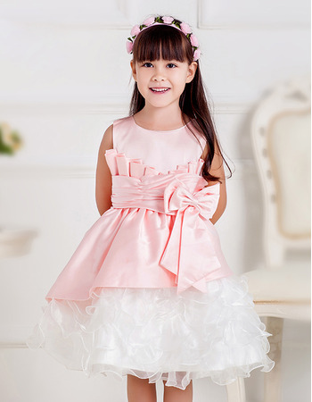 Inexpensive A-Line Short Ruffle Skirt Little Girls Party Dresses