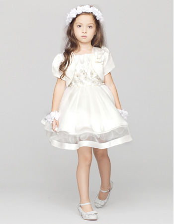 Lovely Ball Gown Short Satin First Communion Dresses with Jackets