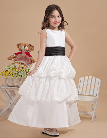 Inexpensive Ball Gown Ankle Length Taffeta First Communion Dresses