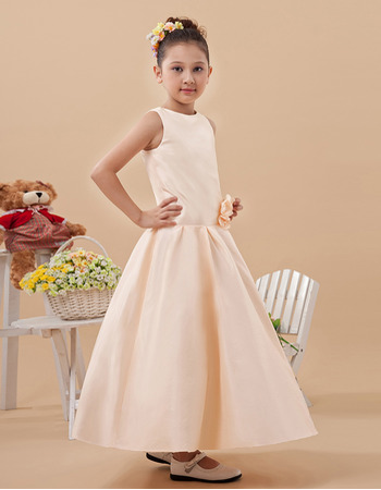 A-Line Ankle Length Satin Flower Girl Dresses