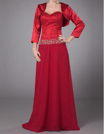 Affordable Floor Length Chiffon Mother Dresses with Jackets for Wedding