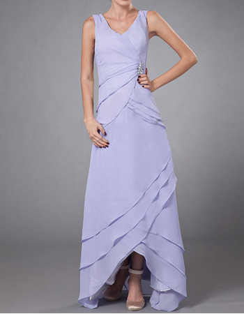 Custom Sheath V-Neck High-Low Chiffon Mother of the Bride Dresses