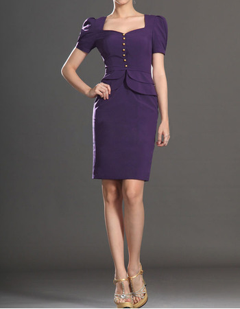 Modest Column Short Mother of the Bride Dresses with Short Sleeves