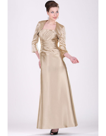Affordable Floor Length Satin Mother of the Bride Dresses with Jackets