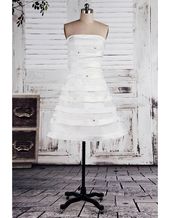 A-Line Strapless Pleated Short Beach Wedding Dresses