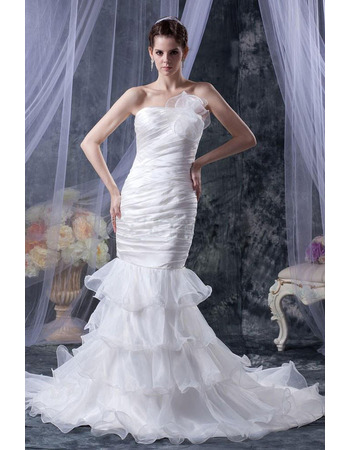 New Style Sheath Strapless Short Wedding Dresses with Detachable Trains