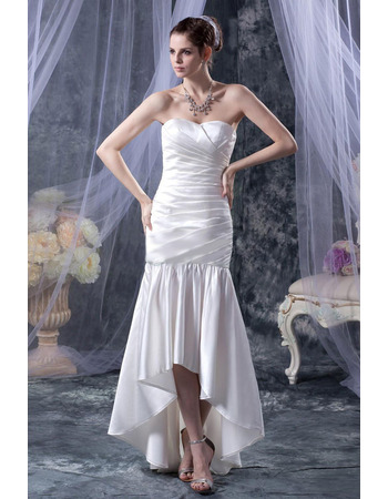 Custom Trumpet High-Low Wedding Dresses with Detachable Trains