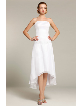 Vintage Strapless High-Low Chiffon Short Reception Wedding Dresses