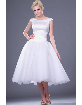 Vintage Ball Gown Cap Sleeves Knee Length Short Wedding Dresses