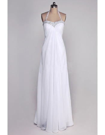 New Halter Column Sleeveless Floor Length Chiffon Wedding Dresses