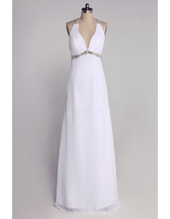 Custom V-Neck Chiffon Column/ Sheath Floor Length Wedding Dresses