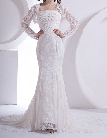 Custom Mermaid Floor Length Lace Wedding Dresses with Lace Jackets