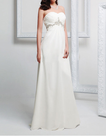 Simple Sweetheart Sleeveless Floor Length Chiffon Wedding Dresses