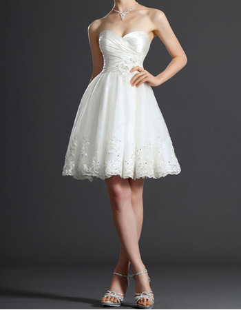 New Sweetheart Taffeta Tulle Short Summer Wedding Dresses