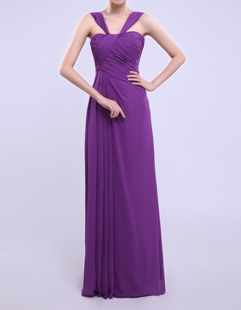 Affordable Column Straps Floor Length Chiffon Bridesmaid Dresses