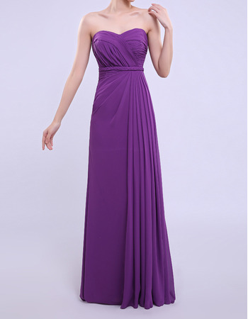 Vintage Column Sweetheart Floor Length Chiffon Bridesmaid Dresses