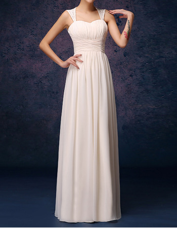 Column Straps Floor Length Chiffon Bridesmaid Dresses