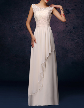 Custom Column Round-Neck Floor Length Chiffon Bridesmaid Dresses