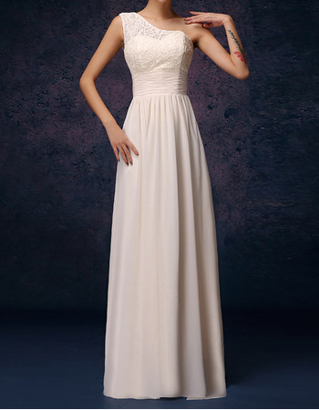 Inexpensive One Shoulder Floor Length Chiffon Bridesmaid Dresses