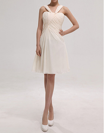 Affordable Straps Sleeveless Knee Length Chiffon Bridesmaid Dresses